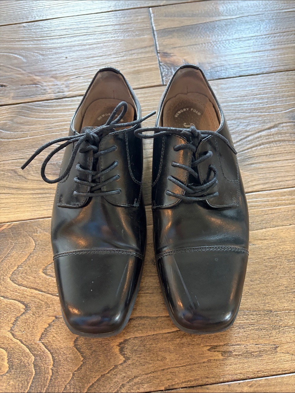 Florsheim Boys Black Cap-Toe Lace-Up Dress Shoes